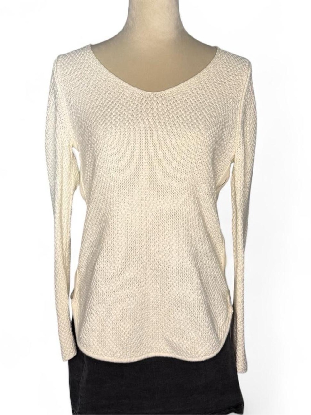 Banana Republic cream textured knit zipper side sweater XS - classic coastal